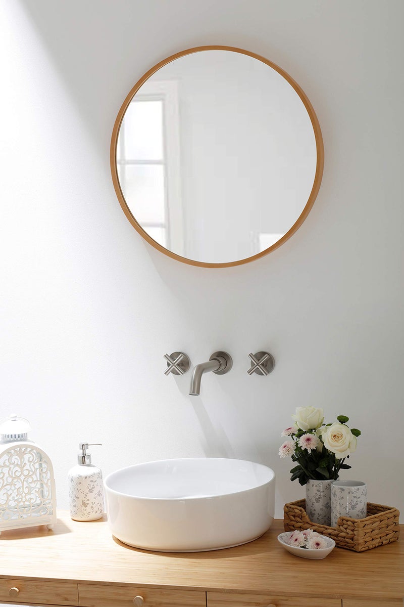 SITGES Brushed Nickel Bathroom Faucet, Double Handle Wall Mount Bathroom Sink Faucet and Rough in Valve Included (Brushed Nickel) - Image 4